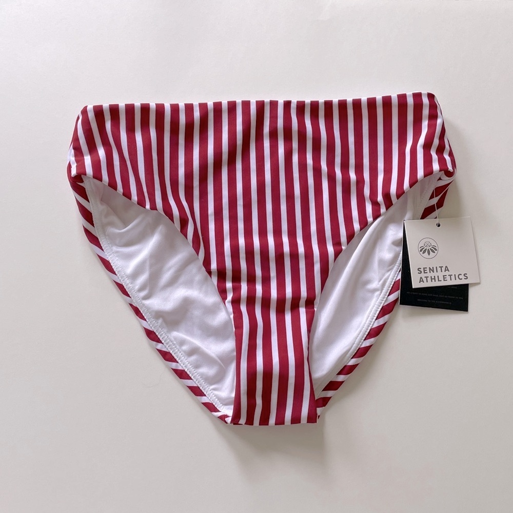Senita Athletics Bikini Bottom High Waist Stripe